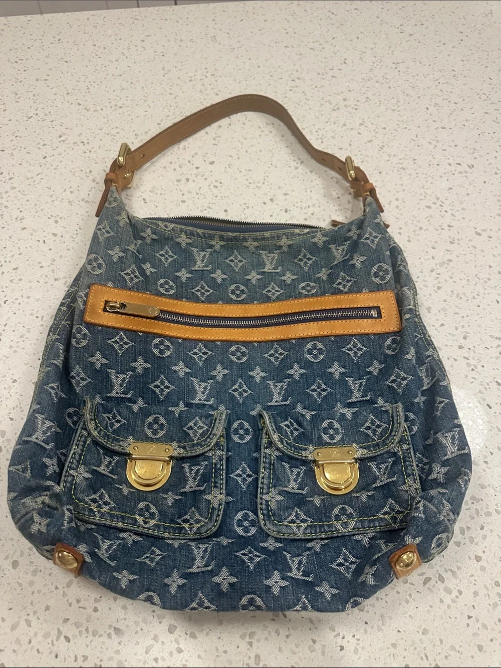 Louis Vuitton by Marc Jacobs Denim, Embroidered Bag in Baggy Silhouette 2005